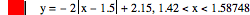 y=-(2*abs(x-1.5))+2.15,1.42<x<1.58748