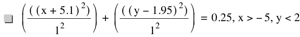 [[[x+5.1]^2]/1^2]+[[[y-1.95]^2]/1^2]=0.25,x>-5,y<2