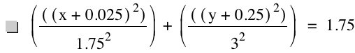 [[[x+0.025]^2]/1.75^2]+[[[y+0.25]^2]/3^2]=1.75