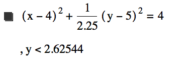 [x-4]^2+1/2.25*[y-5]^2=4,y<2.62544