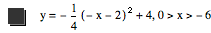 y=-(1/4*[-x-2]^2)+4,0>x>-6