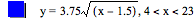 y=3.75*sqrt([x-1.5]),4<x<23