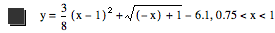 y=3/8*[x-1]^2+sqrt([-x]+1)-6.1,0.75<x<1