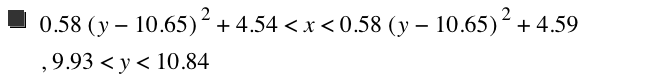 0.58*[y-10.65]^2+4.54<x<0.58*[y-10.65]^2+4.59,9.93<y<10.84