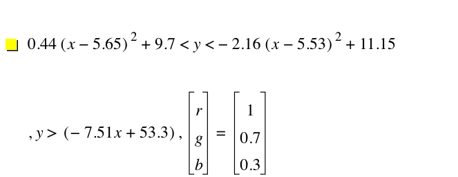 0.44*[x-5.65]^2+9.699999999999999<y<-(2.16*[x-5.53]^2)+11.15,y>[-(7.51*x)+53.3],vector(r,g,b)=vector(1,0.7,0.3)