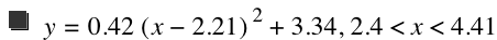y=0.42*[x-2.21]^2+3.34,2.4<x<4.41