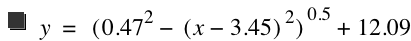 y=[0.47^2-[x-3.45]^2]^0.5+12.09