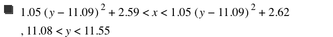1.05*[y-11.09]^2+2.59<x<1.05*[y-11.09]^2+2.62,11.08<y<11.55