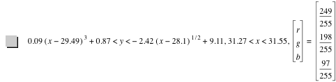 0.09*[x-29.49]^3+0.87<y<-(2.42*[x-28.1]^(1/2))+9.109999999999999,31.27<x<31.55,vector(r,g,b)=vector(249/255,198/255,97/255)