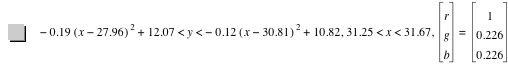 -(0.19*[x-27.96]^2)+12.07<y<-(0.12*[x-30.81]^2)+10.82,31.25<x<31.67,vector(r,g,b)=vector(1,0.226,0.226)