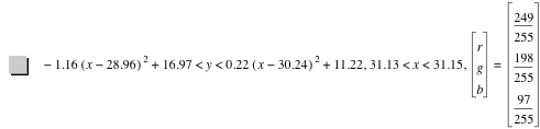 -(1.16*[x-28.96]^2)+16.97<y<0.22*[x-30.24]^2+11.22,31.13<x<31.15,vector(r,g,b)=vector(249/255,198/255,97/255)