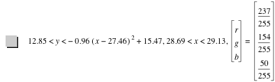 12.85<y<-(0.96*[x-27.46]^2)+15.47,28.69<x<29.13,vector(r,g,b)=vector(237/255,154/255,50/255)