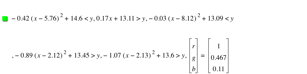 -(0.42*[x-5.76]^2)+14.6<y,0.17*x+13.11>y,-(0.03*[x-8.119999999999999]^2)+13.09<y,-(0.89*[x-2.12]^2)+13.45>y,-(1.07*[x-2.13]^2)+13.6>y,vector(r,g,b)=vector(1,0.467,0.11)