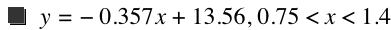 y=-(0.357*x)+13.56,0.75<x<1.4