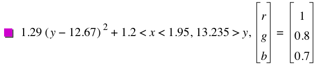 1.29*[y-12.67]^2+1.2<x<1.95,13.235>y,vector(r,g,b)=vector(1,0.8,0.7)