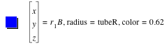 vector(x,y,z)=r_1*B,'radius'='tubeR','color'=0.62