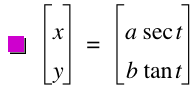 vector(x,y)=vector(a*sec(t),b*tan(t))
