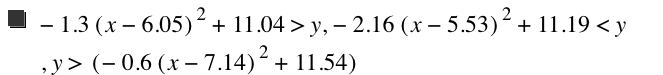 -(1.3*[x-6.05]^2)+11.04>y,-(2.16*[x-5.53]^2)+11.19<y,y>[-(0.6*[x-7.14]^2)+11.54]