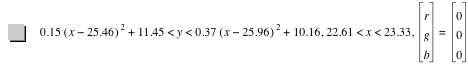0.15*[x-25.46]^2+11.45<y<0.37*[x-25.96]^2+10.16,22.61<x<23.33,vector(r,g,b)=vector(0,0,0)