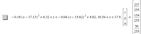 -(0.18*[x-17.13]^2)+6.32<y<-(0.04*[x-15.62]^2)+8.619999999999999,16.54<x<17.9,vector(r,g,b)=vector(237/255,154/255,50/255)