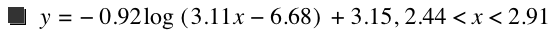 y=-(0.92*log([3.11*x-6.68]))+3.15,2.44<x<2.91