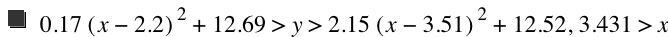 0.17*[x-2.2]^2+12.69>y>2.15*[x-3.51]^2+12.52,3.431>x